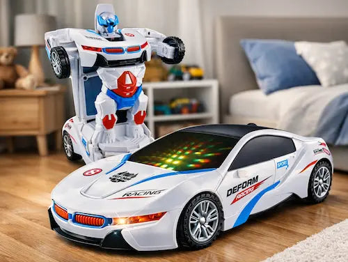RoboRacer — Voiture de course transformable en robot, musique & lumières 🤖🏎️✨