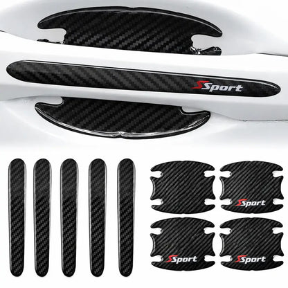 Protections Poignées de Porte Voiture | Effet fibre de carbone 🚗✨