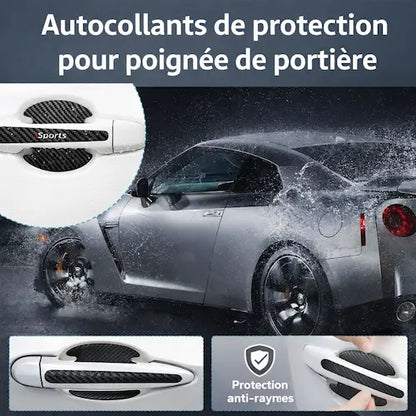Protections Poignées de Porte Voiture | Effet fibre de carbone 🚗✨